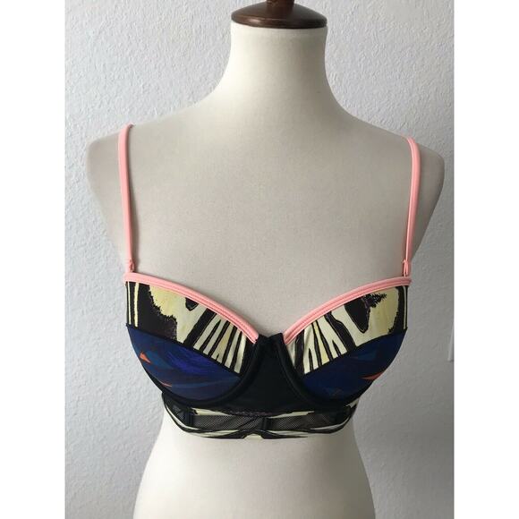 River Island Swim Multicolor Mesh Padded Bikini Top - Picture 1 of 6